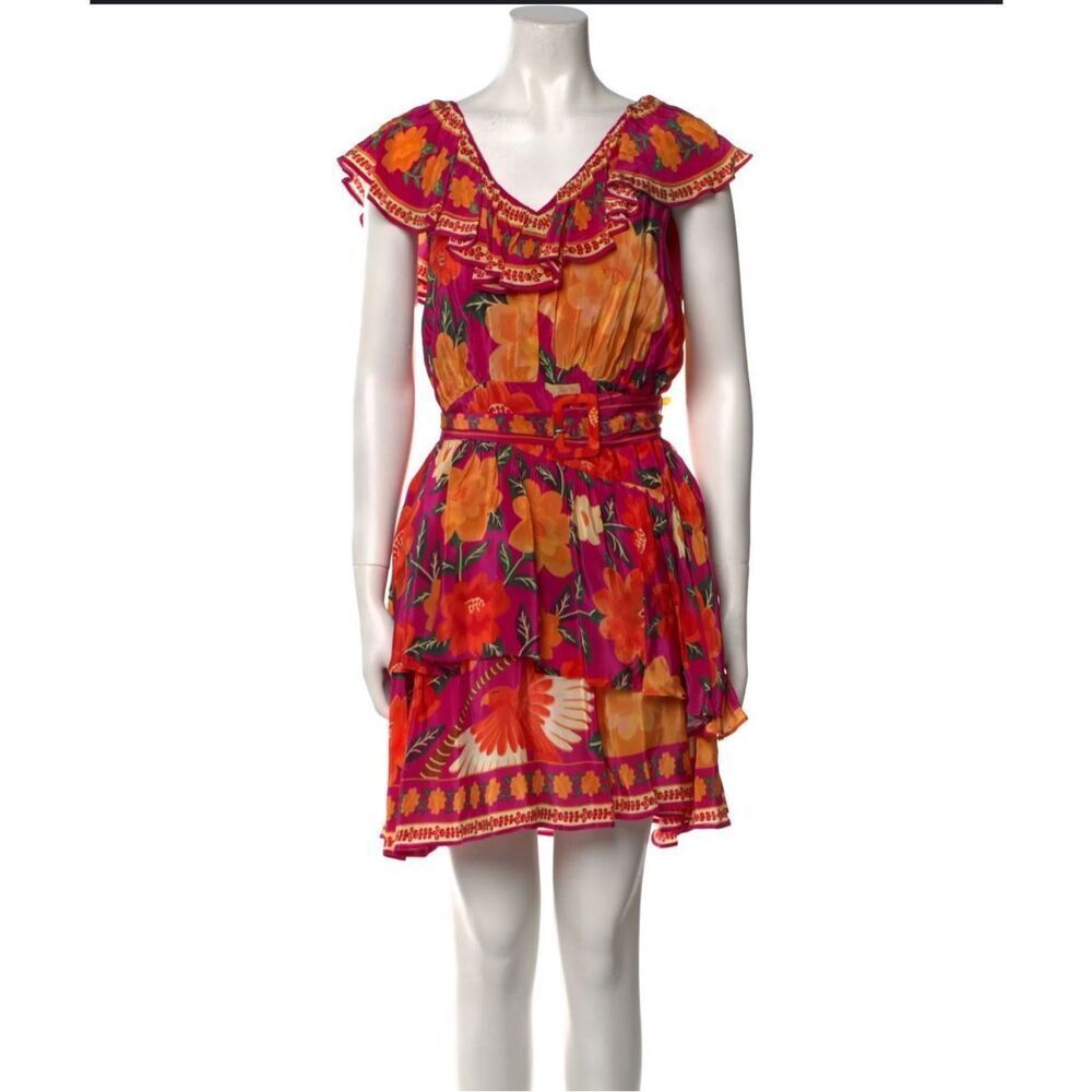 Farm Rio Flowers Tapestry Pink Mini Dress - Size Small- NWOT - Picture 9 of 11